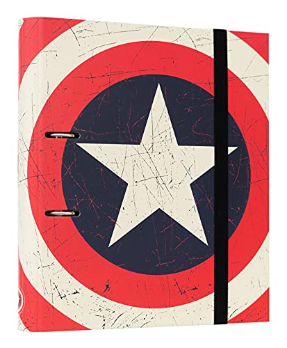 Erik Marvel Captain America Shield Ordner Schule oder Büro - 2 Ringe - Rückenschilder Ordner mit Motiv - Ringordner Pappe von Erik