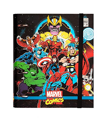 Grupo Erik Ringordner A4 Schmal 4 Ringe - Ordner A4 Schmal Avengers Marvel - Aktenordner 4 Ringe - Ringbuch A4- Ringbuch A4 Aktenordner A4 Büro Zubehör Schul Zubehör Marvel Fanartikel von Grupo Erik