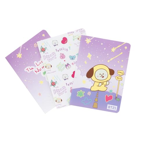 Grupo Erik 3er Pack BT21 The Journey Chimmy Notizbücher A6 - Notizbuch klein - 1 Notizbuch Liniert, 1 Dotted und 1 Blanko - Notizblock Tagebuch Heft A6 - Kawaii Schulsachen Geschenke von Grupo Erik