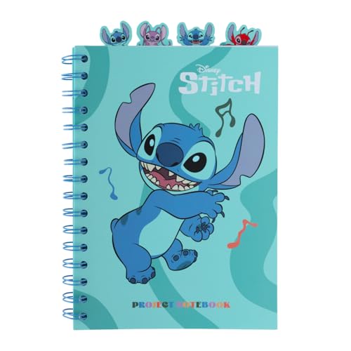 Grupo Erik A5-Projekt-Notizbuch mit 4 Trennwänden, Disney Stitch Schreibwaren, Notizblock, A5-Notizbuch mit Trennblättern, Projektplaner, Stichgeschenke unter 4,5 kg von Grupo Erik