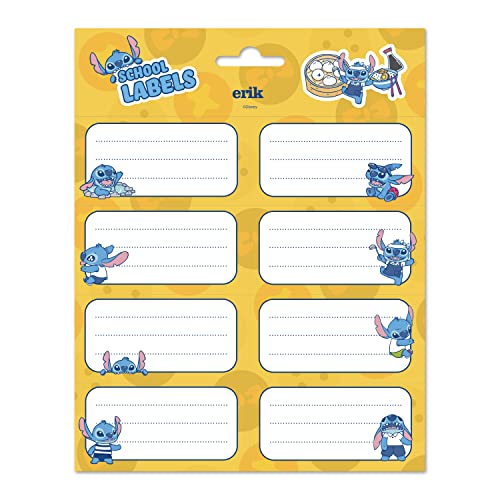 Grupo Erik Aufkleber, Disney Stitch Etiketten mit einer Größe von 8x4 cm und Illustrationen mit den Hauptfiguren, Etiketten zum Beschriften, 16 Klebeetiketten Set, ELE0290 Grupo Erik Aufkleber, Disney Stitch Etiketten mit einer Größe von 8x4 cm und Illustrationen mit den Hauptfiguren, Etiketten zum Beschriften, 16 Klebeetiketten Set, ELE0290 von Grupo Erik