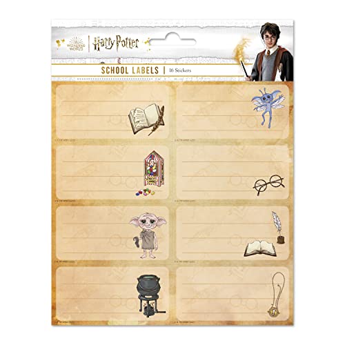 Grupo Erik Aufkleber, Harry Potter mit einer Größe von 8x4 cm und Illustrationen, Etiketten zum Beschriften, 16 Klebeetiketten Set, único von Grupo Erik