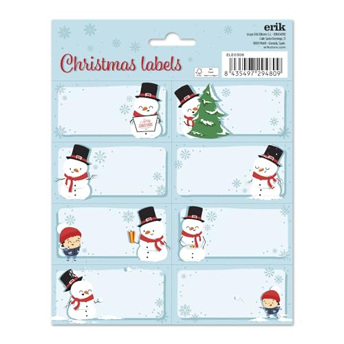Grupo Erik Aufkleber Etiketten Schneeman mit einer Größe von 8x4 cm und Illustrationen mit den Hauptfiguren, Etiketten zum Beschriften, 16 Klebeetiketten Set Grupo Erik Aufkleber Etiketten Schneeman mit einer Größe von 8x4 cm und Illustrationen mit den Hauptfiguren, Etiketten zum Beschriften, 16 Klebeetiketten Set von Grupo Erik