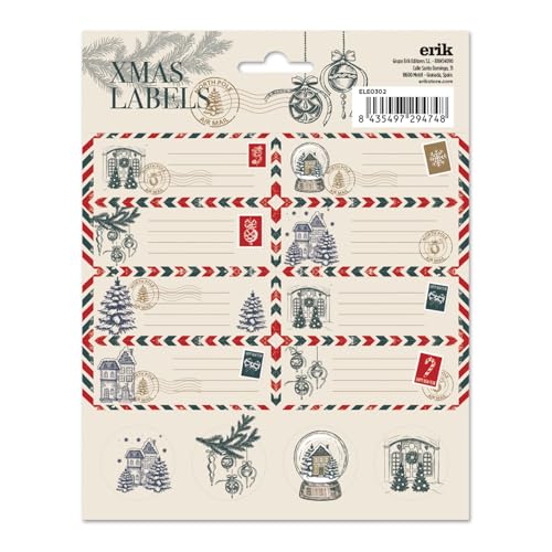 Grupo Erik Aufkleber Etiketten Seasons Greetings mit einer Größe von 8x4 cm und Illustrationen mit den Hauptfiguren, Etiketten zum Beschriften, 16 Klebeetiketten Set Grupo Erik Aufkleber Etiketten Seasons Greetings mit einer Größe von 8x4 cm und Illustrationen mit den Hauptfiguren, Etiketten zum Beschriften, 16 Klebeetiketten Set von Grupo Erik