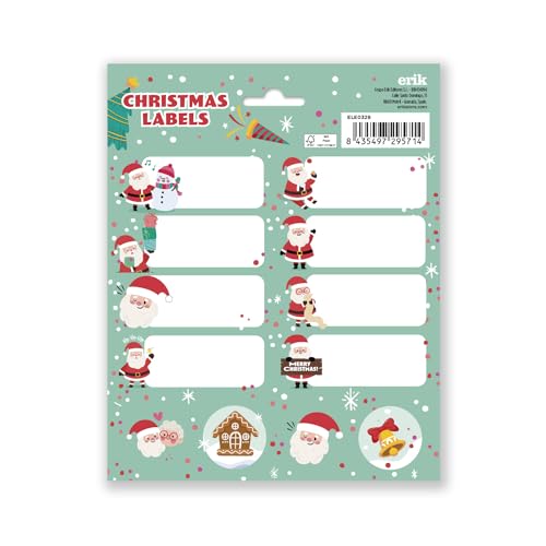 Grupo Erik Aufkleber Etiketten Weihnachtsmann 2mit einer Größe von 8x4 cm und Illustrationen mit den Hauptfiguren, Etiketten zum Beschriften, 16 Klebeetiketten Set Grupo Erik Aufkleber Etiketten Weihnachtsmann 2mit einer Größe von 8x4 cm und Illustrationen mit den Hauptfiguren, Etiketten zum Beschriften, 16 Klebeetiketten Set von Grupo Erik