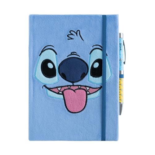 Grupo Erik Bullet Journal Notizbuch A5 Disney Stitch Plüsch-Cover - Hardcover Notizbuch Notizblock A5 - Tagebuch für Erwachsene und Kinder mit Projektor-Stift Offizieller Disney Fanartikel von Grupo Erik