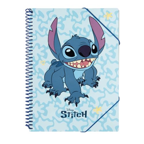 Grupo Erik Folien Ordner A4 Schmal Disney Stitch Ordner mit Folien A4 Dokumentenmappe A4 mit 30 Hüllen - Mappe mit Klarsichthüllen A4 Offizieller Disney Merch von Grupo Erik