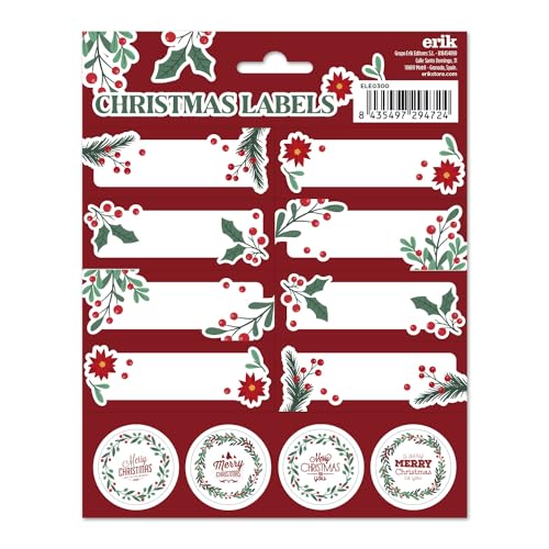 Grupo Erik Weihnacht Aufkleber Etiketten Merry Christmas mit einer Größe von 8 x 4 cm - Weihnacht Etiketten zum Beschriften - 16 Klebeetiketten Set Grupo Erik Weihnacht Aufkleber Etiketten Merry Christmas mit einer Größe von 8 x 4 cm - Weihnacht Etiketten zum Beschriften - 16 Klebeetiketten Set von Grupo Erik