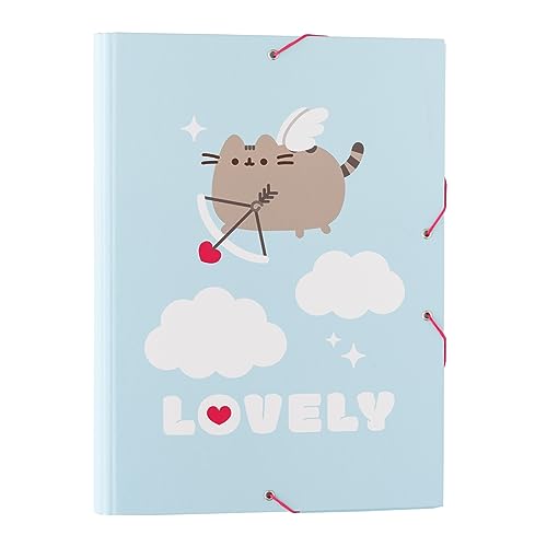 Grupo Erik Mappe A4 Sammelmappe A4 Pusheen Cat Purrfect Love Dokumentenmappe A4 mit Gummizug - Heftmapppe A4 Schule Zubehör Heftbox A4 Schulranzen Eckspanner Ordnungsmappe von Grupo Erik