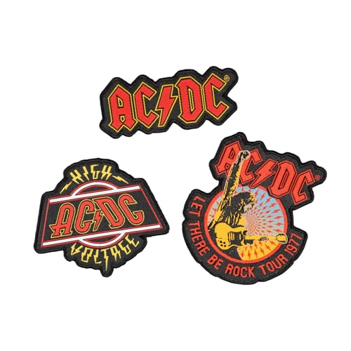 Grupo Erik Patches zum Aufbügeln Bügelbilder für Textilien AC/DC Set 3 Bügelflicken Aufnäher Erwachsene AC DC Merch von Grupo Erik