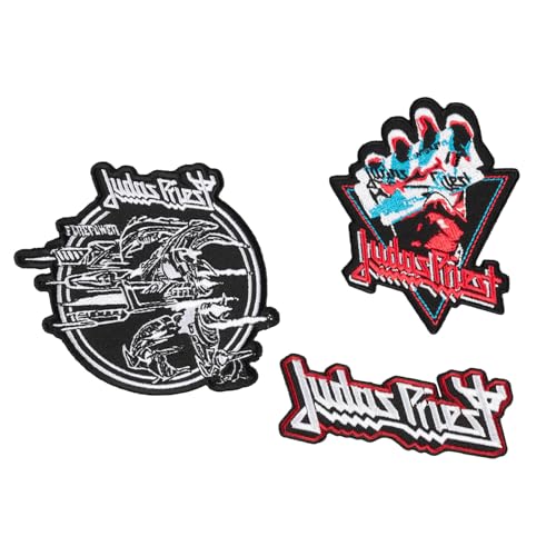 Grupo Erik Patches zum Aufbügeln Bügelbilder für Textilien Judas Priest Set 3 Bügelflicken Aufnäher Erwachsene und Kinder von Grupo Erik