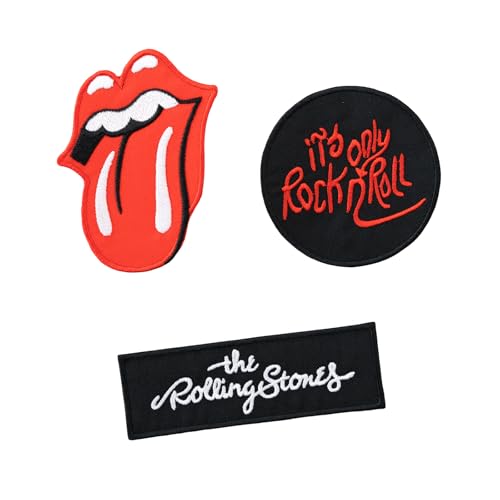Grupo Erik Patches zum Aufbügeln Bügelbilder für Textilien The Rolling Stones Set 3 Bügelflicken Aufnäher Erwachsene The Rolling Stones Merch von Grupo Erik