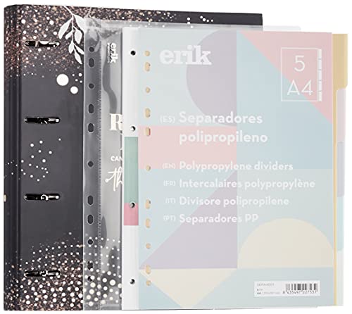 Grupo Erik Ringbuch A4 - Ringordner Glitter - Ordner Set mit Trennblättern - Trennblätter für Ordner A4 von Grupo Erik