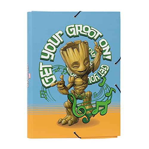 Grupo Erik Mappe - Farbige Dokumentemappe - Marvel Groot Premium Ordnunsmappe - Heftmappe mit Gummiband und Innenklappen - Mappe A4 für das Schule oder das Büro - Ordner - Heftbox von Grupo Erik