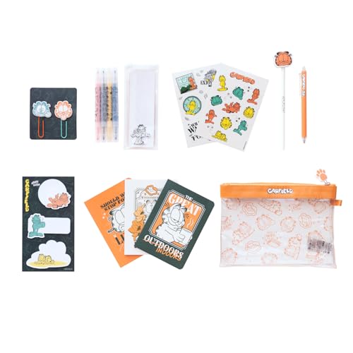Grupo Erik Schreibwaren Garfield Kugelschreiber Bleistift mit Radiergummi - Federmäppchen Groß - Büroklammern - 4 Textmarker - Notizzettel Klebend Garfield Karter Fanartikel Grupo Erik Schreibwaren Garfield Kugelschreiber Bleistift mit Radiergummi - Federmäppchen Groß - Büroklammern - 4 Textmarker - Notizzettel Klebend Garfield Karter Fanartikel von Grupo Erik