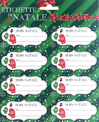 Grupo Erik: Weihnachts-Etiketten, selbstklebend, Frohe Weihnachten, 16 Stück Aufkleber für Weihnachten auf Italienisch, als Geschenkanhänger für Weihnachtsgeschenke oder Etiketten von Grupo Erik