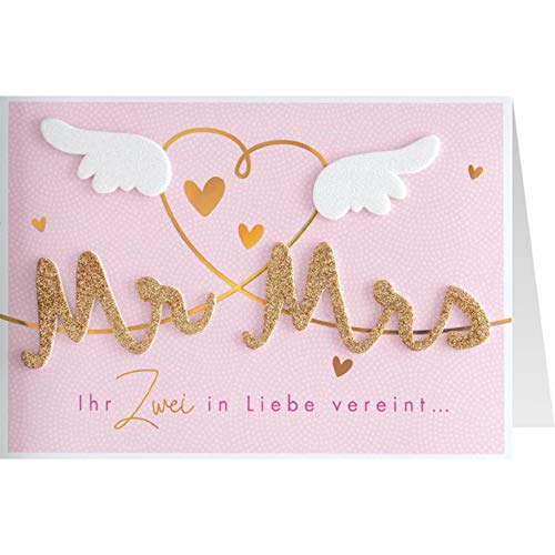 Gruss und Co Sheepworld, 90945 - Klappkarte, Schutzengel, Nr. 03, Hochzeit, Mr Mrs Ihr Zwei in Liebe vereint..., mit Umschlag, pink Gruss und Co Sheepworld, 90945 - Klappkarte, Schutzengel, Nr. 03, Hochzeit, Mr Mrs Ihr Zwei in Liebe vereint..., mit Umschlag, pink von Gruss und Co
