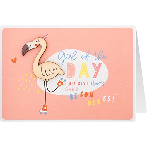 Gruss und Co Sheepworld, 91050 - Klappkarte, Love Nature, Nr. 13, Glückwunsch, Girl of the Day..., mit Holzapplikation, Umschlag, pink Gruss und Co Sheepworld, 91050 - Klappkarte, Love Nature, Nr. 13, Glückwunsch, Girl of the Day..., mit Holzapplikation, Umschlag, pink von Gruss und Co