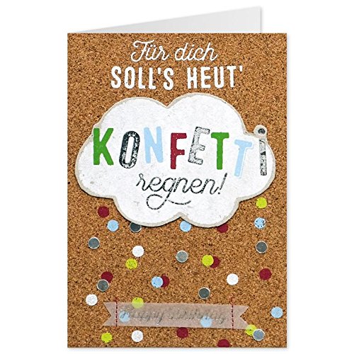 Gruss und Co Sheepworld, 90438 - Klappkarte, Kork, Nr. 29, Geburtstag, Für dich solls heut Konfetti regnen, Happy Birthday Gruss und Co Sheepworld, 90438 - Klappkarte, Kork, Nr. 29, Geburtstag, Für dich solls heut Konfetti regnen, Happy Birthday von Gruss und Co