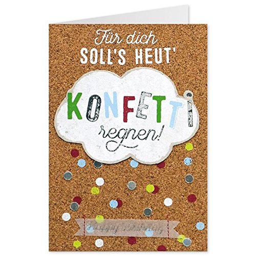 Sheepworld, Gruss & Co - 90438 - Klappkarte, Kork, Nr. 29, Geburtstag, Für dich solls heut Konfetti regnen, Happy Birthday von Gruss und Co