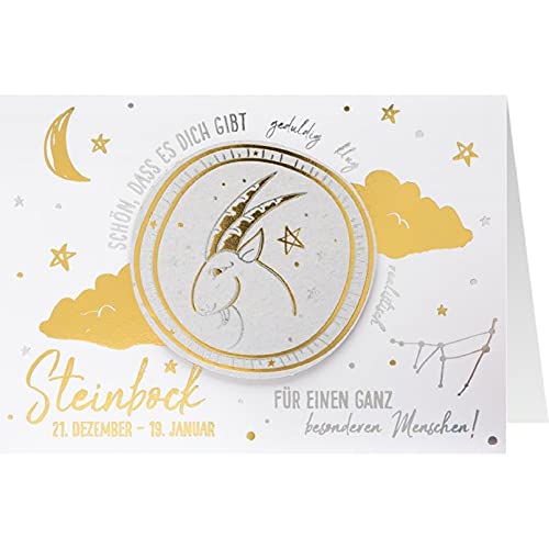 Sheepworld, Gruss & Co - 90895 - Klappkarte, Sonne, Mond und Sterne, Nr. 09, Freundschaft / Geburtstag, Sternzeichen Steinbock, Schön, dass es dich gibt, mit Umschlag, weiß, 16,5cm x 11,5cm Sheepworld, Gruss & Co - 90895 - Klappkarte, Sonne, Mond und Sterne, Nr. 09, Freundschaft / Geburtstag, Sternzeichen Steinbock, Schön, dass es dich gibt, mit Umschlag, weiß, 16,5cm x 11,5cm von Gruss und Co