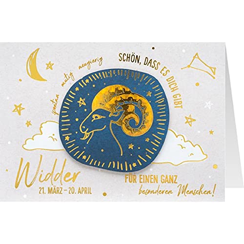 Sheepworld, Gruss & Co - 90898 - Klappkarte, Sonne, Mond und Sterne, Nr. 12, Freundschaft / Geburtstag, Sternzeichen Widder, Schön, dass es dich gibt, mit Umschlag, grau, 16,5cm x 11,5cm Sheepworld, Gruss & Co - 90898 - Klappkarte, Sonne, Mond und Sterne, Nr. 12, Freundschaft / Geburtstag, Sternzeichen Widder, Schön, dass es dich gibt, mit Umschlag, grau, 16,5cm x 11,5cm von Gruss und Co