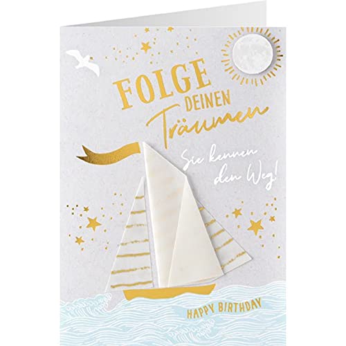 Sheepworld, Gruss & Co - 90906 - Klappkarte, Sonne, Mond und Sterne, Nr. 20, Geburtstag, Folge deinen Träumen Sie kennen den Weg!! Happy Birthday, mit Umschlag, grau, 16,5cm x 11,5cm Sheepworld, Gruss & Co - 90906 - Klappkarte, Sonne, Mond und Sterne, Nr. 20, Geburtstag, Folge deinen Träumen Sie kennen den Weg!! Happy Birthday, mit Umschlag, grau, 16,5cm x 11,5cm von Gruss und Co