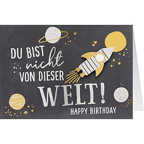 Sheepworld, Gruss & Co - 90940 - Klappkarte, Sonne, Mond und Sterne, Nr. 54, Geburtstag, Du bist nicht von dieser Welt! Happy Birthday , mit Umschlag, grau, 16,5cm x 11,5cm Sheepworld, Gruss & Co - 90940 - Klappkarte, Sonne, Mond und Sterne, Nr. 54, Geburtstag, Du bist nicht von dieser Welt! Happy Birthday , mit Umschlag, grau, 16,5cm x 11,5cm von Gruss und Co