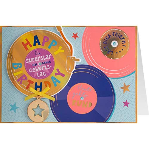 Gruss und Co Sheepworld, 90962 - Klappkarte, Schutzengel, Nr. 20, Geburtstag, Happy Birthday, Ein Superstar hat heute Geburtstag..., mit Umschlag, blau Gruss und Co Sheepworld, 90962 - Klappkarte, Schutzengel, Nr. 20, Geburtstag, Happy Birthday, Ein Superstar hat heute Geburtstag..., mit Umschlag, blau von Gruss und Co
