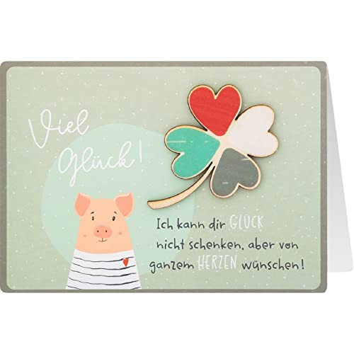 Gruss und Co Sheepworld, 91068 - Klappkarte, Love Nature, Nr. 31, Glück, Viel Glück, mit Holzapplikation, Umschlag, grün Gruss und Co Sheepworld, 91068 - Klappkarte, Love Nature, Nr. 31, Glück, Viel Glück, mit Holzapplikation, Umschlag, grün von Gruss und Co