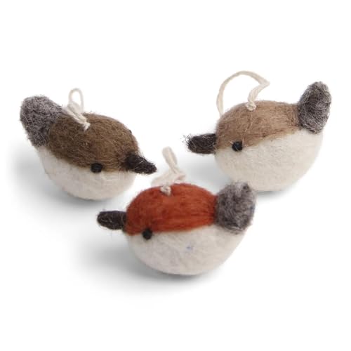 Gry & Sif - 11322 - Baumanhänger, Set aus 3 Vögeln, Mehrfarbig, Filz, 6cm, Handarbeit von Gry & Sif