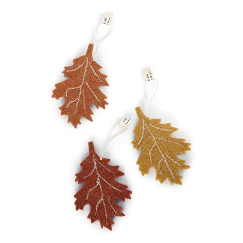 Gry & Sif Herbstdekoration, Filzblätter, Tischdekoration, Handmade, Fairtrade, Set mit DREI Blättern, Geschenkidee, Mitbringsel, Geburtstagsgeschenk, Anhänger (Birch) von Gry & Sif