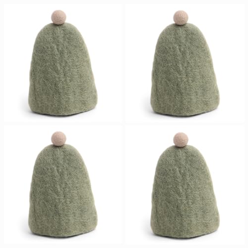Gry & Sif Vier Eierwärmer aus Filz, Tischdekoration, Festliche Tischdekoration, Handmade, Fairtrade, Geschenkidee (Dusty Light Green) von Gry & Sif