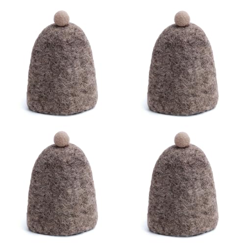 Gry & Sif Vier Eierwärmer aus Filz, Tischdekoration, Festliche Tischdekoration, Handmade, Fairtrade, Geschenkidee (Natural Grey) von Gry & Sif