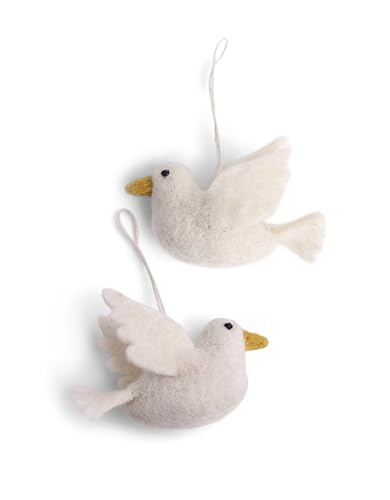 Gry & Sif Zwei Tauben aus Filz, Friedenstauben, Turteltauben, Anhänger aus Filz, Fairtrade, Handmade, Hochzeitsgeschenk, Geschenkanhänger von Gry & Sif