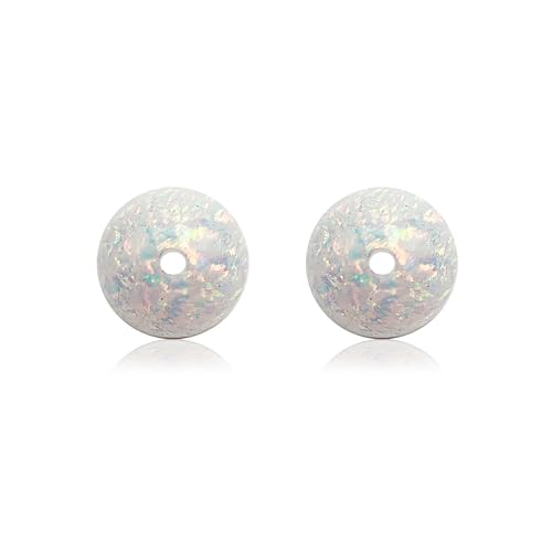 Gryrigns Lose kreierte runde Opal-Perlen mit Loch für Schmuckherstellung (weißer Opal, 4 mm, 2 Stück) von Gryrigns