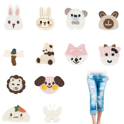 12 Stück Flicken Zum Aufbügeln,Tier Patches Zum Aufbügeln,Flicken Zum Aufbügeln Kinder Erwachsene Für Textilien, Bestickte Aufnäher Zum Aufbügeln Bügelflicken Für Hut Jeans Kleidung Rucksäcke Diy-Zube von Gsedaox