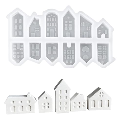 12 Stück Silikonformen Gießformen Häuser, Mini silikonform weihnachten, Kerzenformen zum Gießen,Silikonform Haus Gips Zum Gießen, für Kerzenherstellung, Handgefertigte Seife, DIY Handwerk 12 Stück Silikonformen Gießformen Häuser, Mini silikonform weihnachten, Kerzenformen zum Gießen,Silikonform Haus Gips Zum Gießen, für Kerzenherstellung, Handgefertigte Seife, DIY Handwerk von Gsedaox