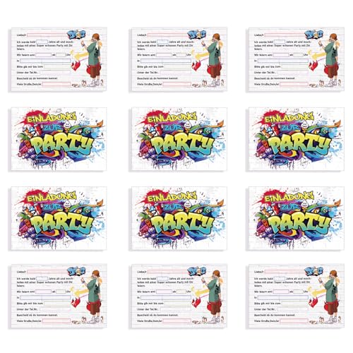 12x Graffiti EINLADUNGSKARTEN KINDERGEBURTSTAG Junge Mädchen - bunten Graffiti Karten EINLADUNG für Jungen Mädchen Kinder GEBURTSTAG KINDERPARTY,Geburtstagseinladungen mit hochwertiger Verarbeitung 12x Graffiti EINLADUNGSKARTEN KINDERGEBURTSTAG Junge Mädchen - bunten Graffiti Karten EINLADUNG für Jungen Mädchen Kinder GEBURTSTAG KINDERPARTY,Geburtstagseinladungen mit hochwertiger Verarbeitung von Gsedaox