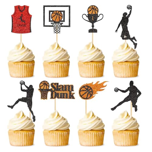24 Stück Tortendeko, Basketball Geburtstag Basketball Cupcake Toppers,Tischdekoration Für Basketball Thema Geburtstagsparty, Für Geburtstagskuchen Dekorationen In Geburtstag Party von Gsedaox