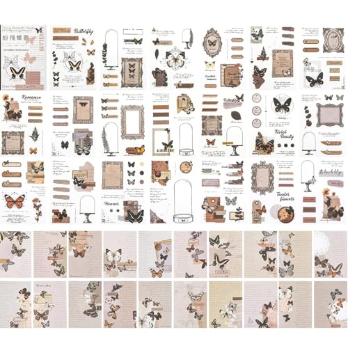40 Blatt Scrapbooking Aufkleber Set, Dekopapier Scrapbooking für DIY Scrapbook Zubehör Fotoalbum Tagebuch Fotobuch Notizbuch Journal,Selbstklebend Schmetterling Muster Sticker von Gsedaox