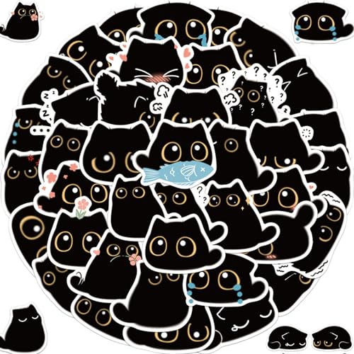 40 Stück Nette Katze Aufklebe,Schwarze Katze Aufkleber,Wasserdicht Vinyl Stickers Decals Geschenk Für Kinder Teens Mädchen Erwachsene,Für Laptop Skateboard Fahrrad Moped Motorrad Scrapbooking von Gsedaox