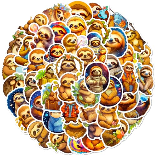 50 Stück Faultier Aufkleber,Cute Tier Auto Laptop Telefon Gitarre Skateboard Motorrad Fahrrad Faul Sloth Stickers Set Vinyl Wasserdicht Aesthetic Aufkleber für Jugendliche Kinder Erwachsene von Gsedaox