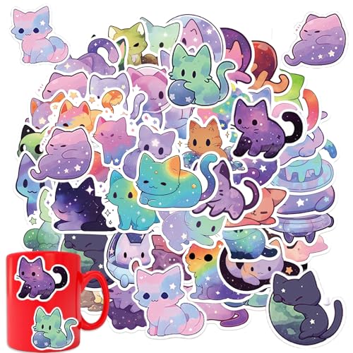 50 Stück Sternenhimmel-Katze Aufkleber,Cartoon Regenbogen Sternenhimmel Katzen Aufkleber,Vinyl Cartoon Kätzchen Animal Sticker Für Laptop Skateboard Motorrad Computer Scrapbook Auto Gepäck Für Jugendl 50 Stück Sternenhimmel-Katze Aufkleber,Cartoon Regenbogen Sternenhimmel Katzen Aufkleber,Vinyl Cartoon Kätzchen Animal Sticker Für Laptop Skateboard Motorrad Computer Scrapbook Auto Gepäck Für Jugendl von Gsedaox