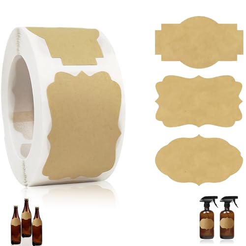 500 Stücke Kraft Etiketten Aufkleber,Weihnachtsaufkleber Zum Beschriften,Selbstklebend Aufkleber Beschriften Geschenksticker Aufkleber Für Weihnachtsmarmeladenglas, Umschlag, Geschenktütenaufkleber. von Gsedaox