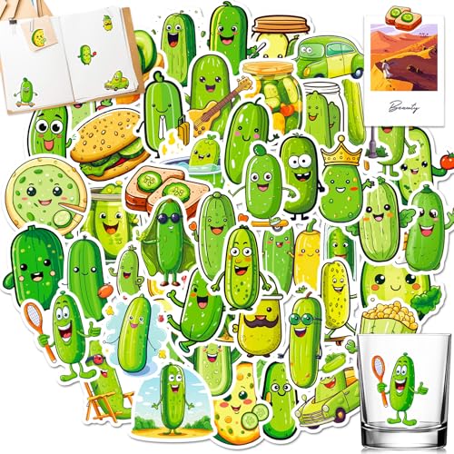 51 Stück Gurken Aufkleber, Vinyl Kawaii Gemüse Obst Sticker für Kinder Erwachsene Junge,für Obst Gemüse Aufkleber Laptop,Skateboard,Auto, Motorräder,Fahrrad,Skateboard,Vinyl Wasserdicht Sticker von Gsedaox