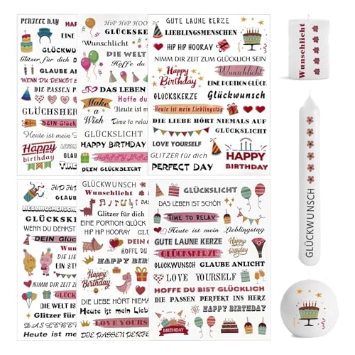 6 Stück Rub on Sticker Kerzentattoos,Geburtstag Transferaufkleber,Rub on Folie,Happy Birthday Sprüche Aufkleber, Kerzenfolie,Kerzenaufkleber für Raysin Keraflott Möbel Glas Holz DIY Deko,Kerzensprüche 6 Stück Rub on Sticker Kerzentattoos,Geburtstag Transferaufkleber,Rub on Folie,Happy Birthday Sprüche Aufkleber, Kerzenfolie,Kerzenaufkleber für Raysin Keraflott Möbel Glas Holz DIY Deko,Kerzensprüche von Gsedaox