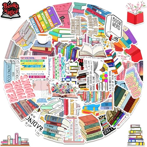 Buchen Aufkleber Lesen Sticker Set (50 Pcs),Boho Sticker Aufkleber,Wasserfeste Vinyl Stickers Für Diy Dekoration Für Auto Motorräder Laptop Fahrrad Skateboard Snowboard Gepäck Aufkleber Macbook Ipad von Gsedaox