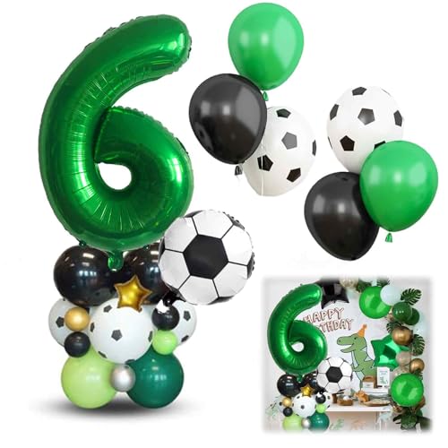 Fußball-Luftballons zum 6. Geburtstag, dunkelgrüner Zahlenballon 6, für Jungen und Mädchen, Geburtstagsparty, Dschungel, Fußball-Party-Dekorationen, Zubehör, Fußballliebhaber, Sportweltmeisterschaft Fußball-Luftballons zum 6. Geburtstag, dunkelgrüner Zahlenballon 6, für Jungen und Mädchen, Geburtstagsparty, Dschungel, Fußball-Party-Dekorationen, Zubehör, Fußballliebhaber, Sportweltmeisterschaft von Gsedaox