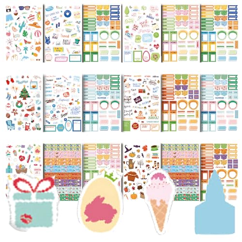 Jahreszeiten Sticker Set 660+ Motive， Frühling Sommer Herbst Winter Scrapbook Stickerweihnachtsaufkleber Zum Gestalten Von Weihnachtskarten, Adventskalender, Scrapbook, Fotoalben Usw. von Gsedaox